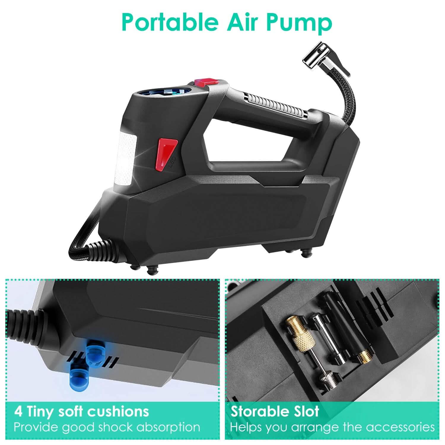 Portable Tire Inflator 120 PSI Maximum 90W Powered Tire Pump with Digital Display LED Automotive - Tophatter Daily Deals