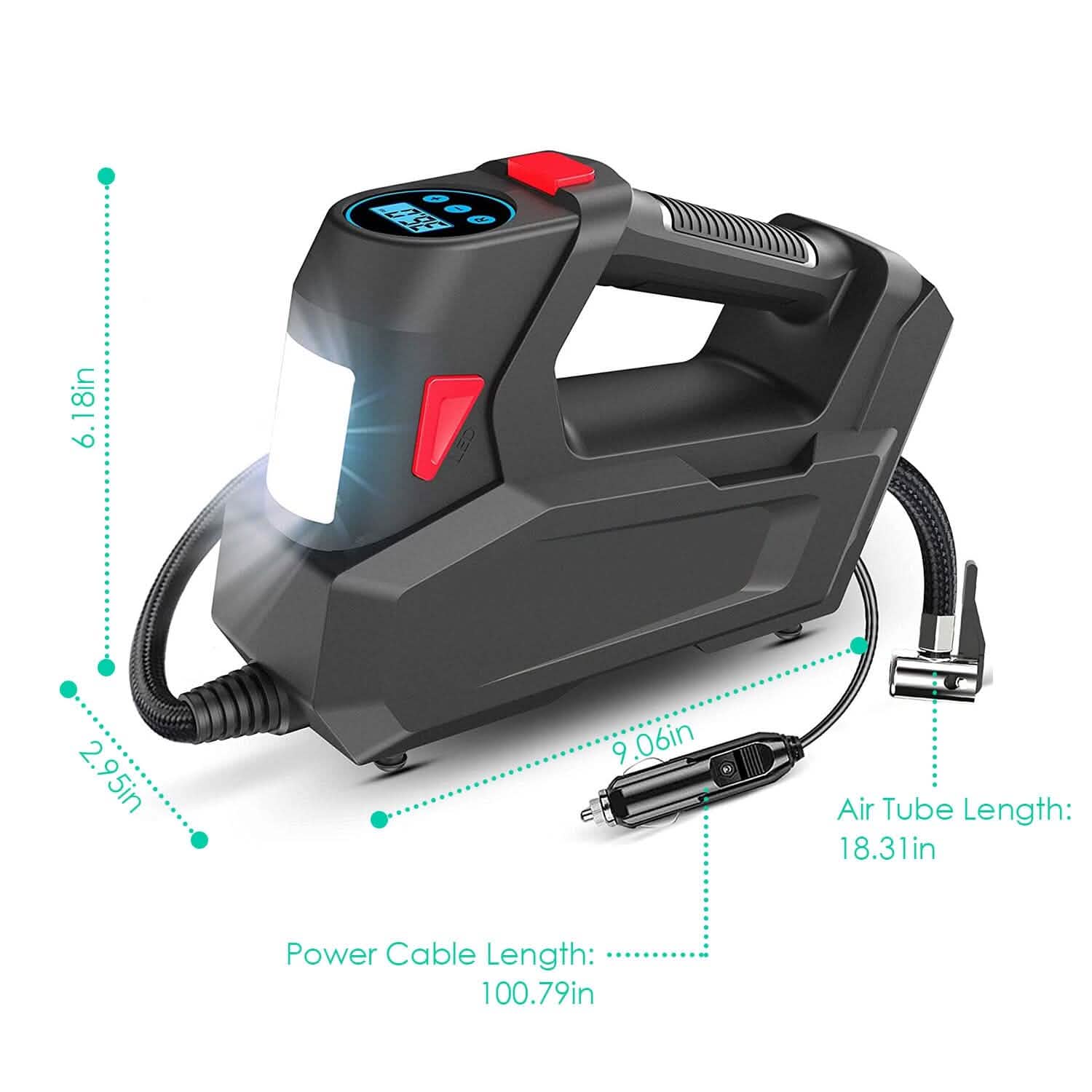 Portable Tire Inflator 120 PSI Maximum 90W Powered Tire Pump with Digital Display LED Automotive - Tophatter Daily Deals