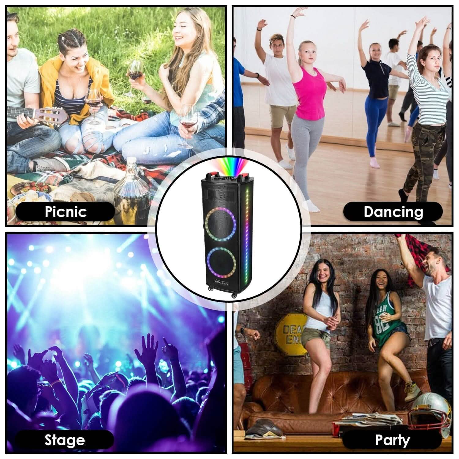 Portable Wireless Party Speaker Colorful Lights DJ PA System Speakers - Tophatter Daily Deals