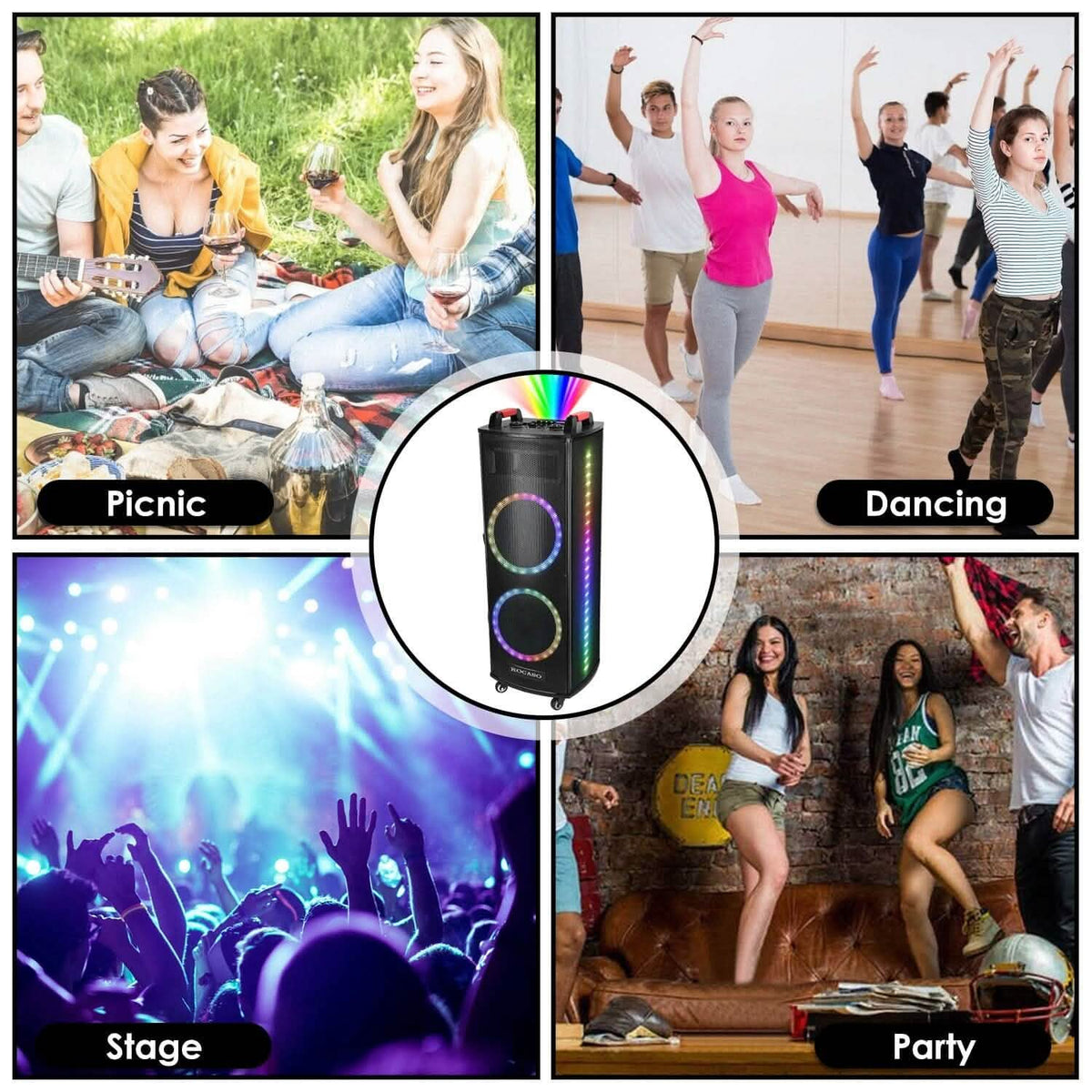 Portable Wireless Party Speaker Colorful Lights DJ PA System Speakers - Tophatter Daily Deals