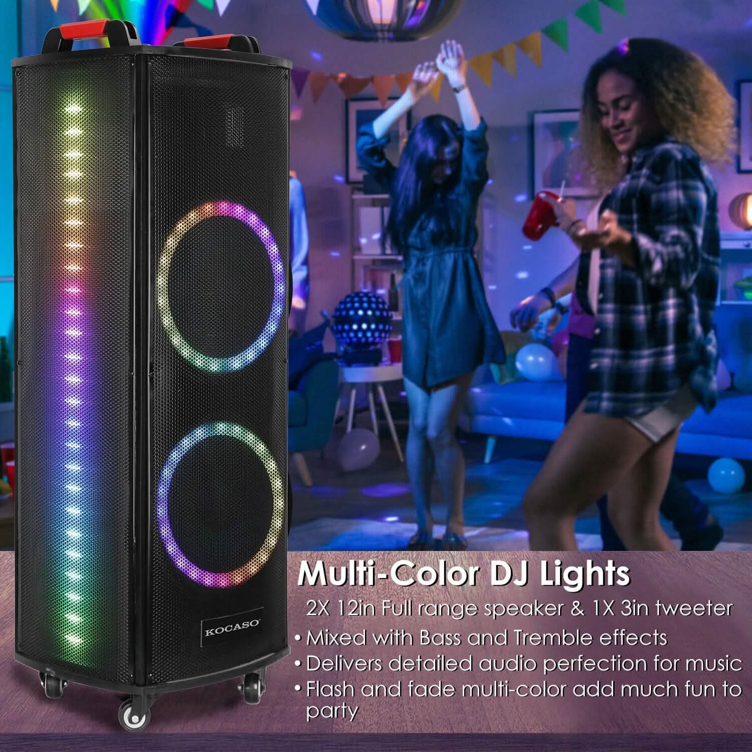 Portable Wireless Party Speaker Colorful Lights DJ PA System Speakers - Tophatter Daily Deals