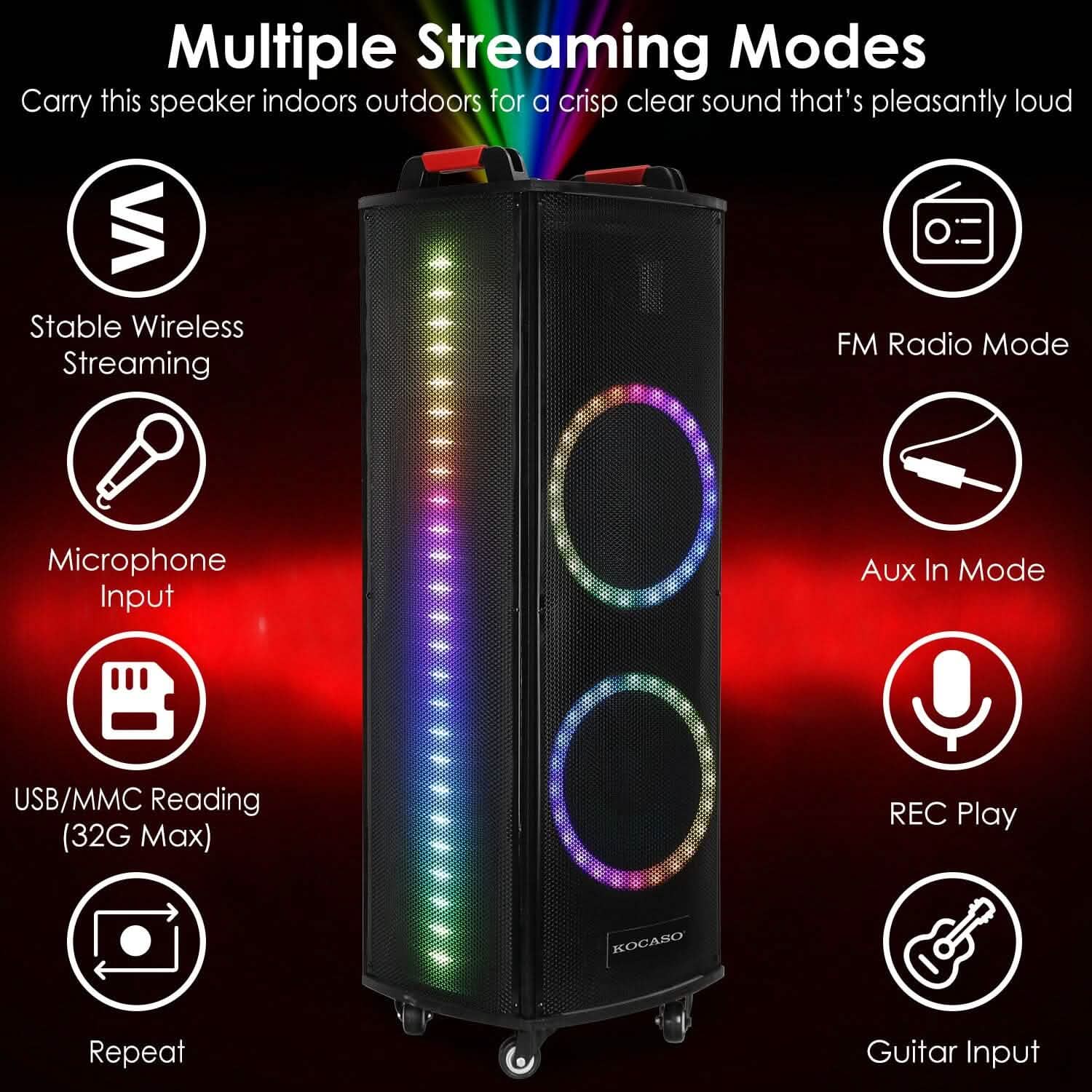 Portable Wireless Party Speaker Colorful Lights DJ PA System Speakers - Tophatter Daily Deals