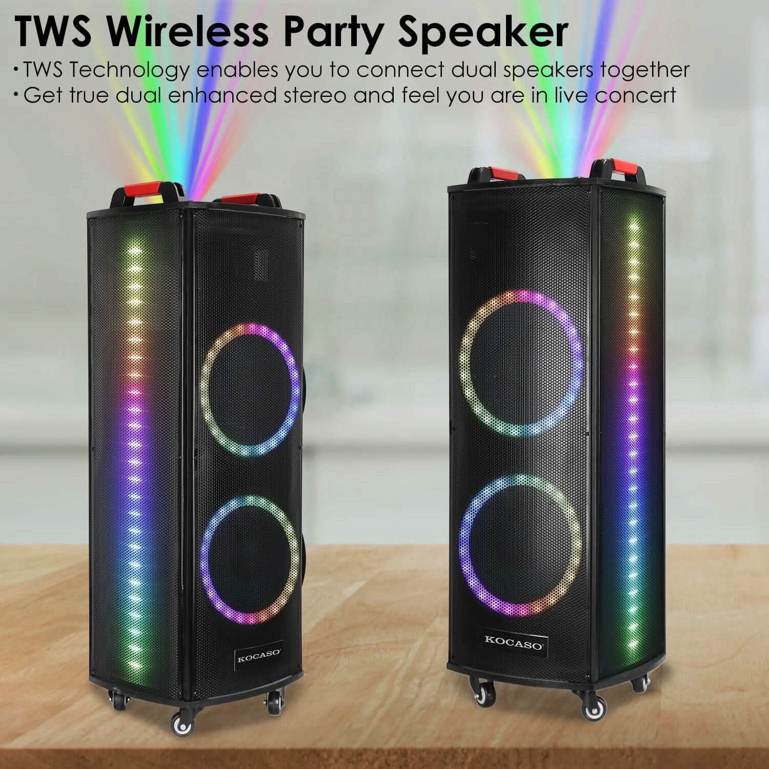 Portable Wireless Party Speaker Colorful Lights DJ PA System Speakers - Tophatter Daily Deals