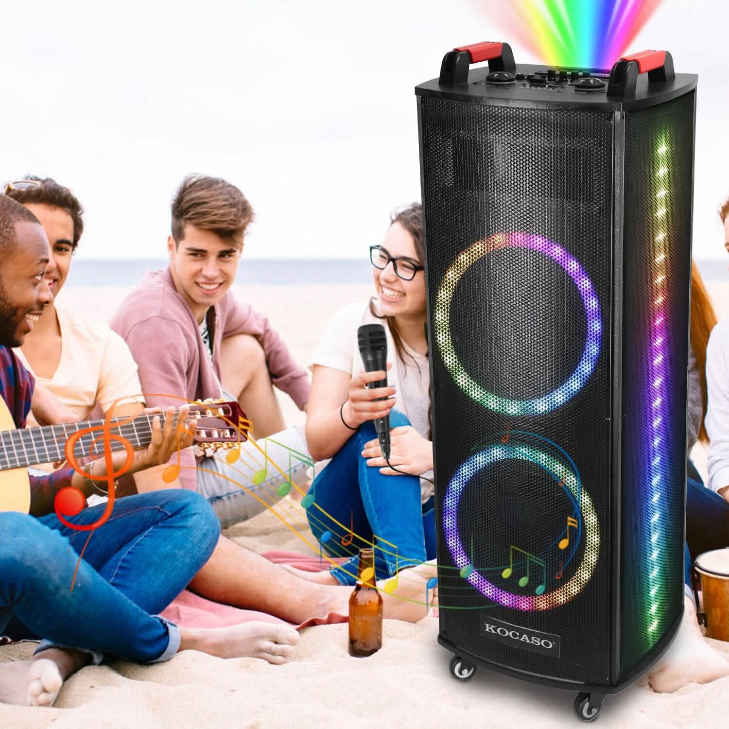 Portable Wireless Party Speaker Colorful Lights DJ PA System Speakers - Tophatter Daily Deals