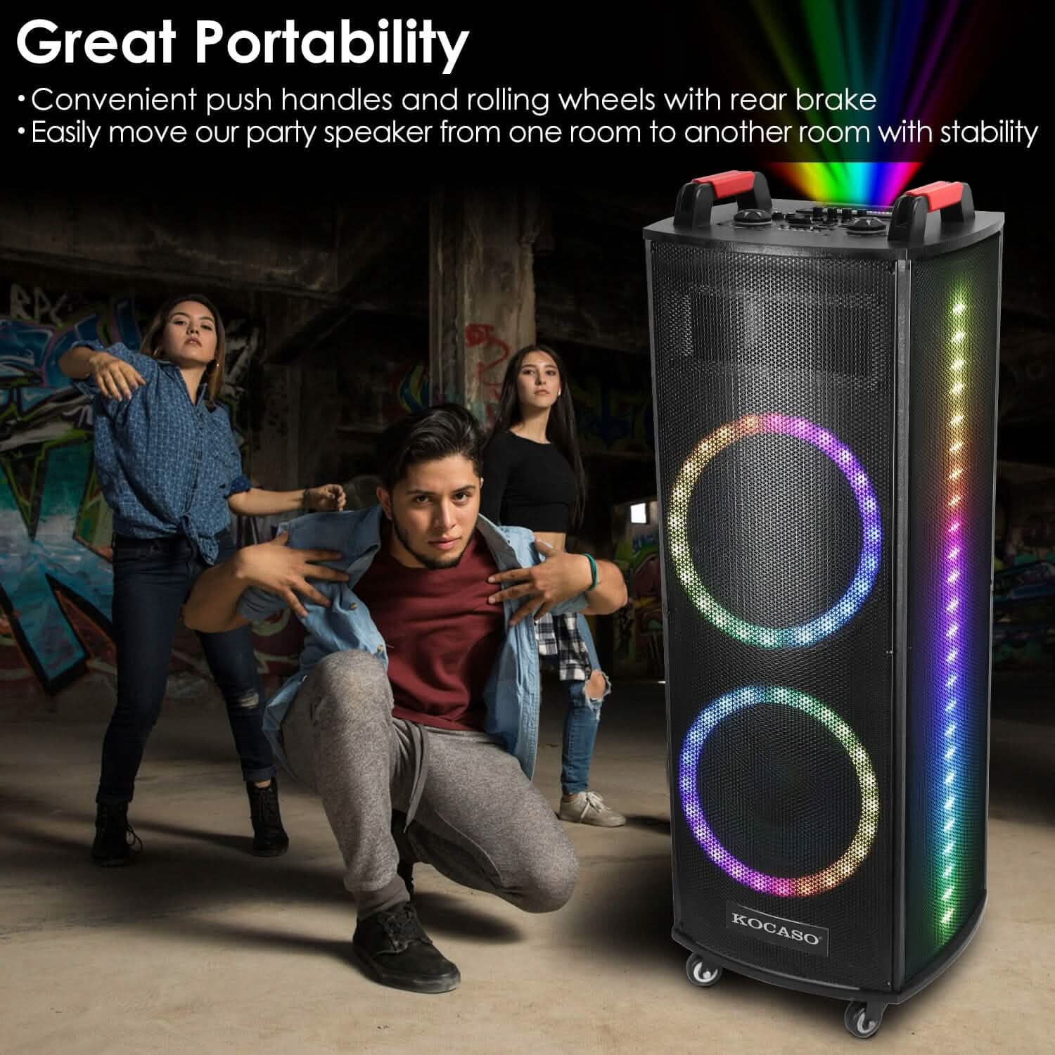 Portable Wireless Party Speaker Colorful Lights DJ PA System Speakers - Tophatter Daily Deals