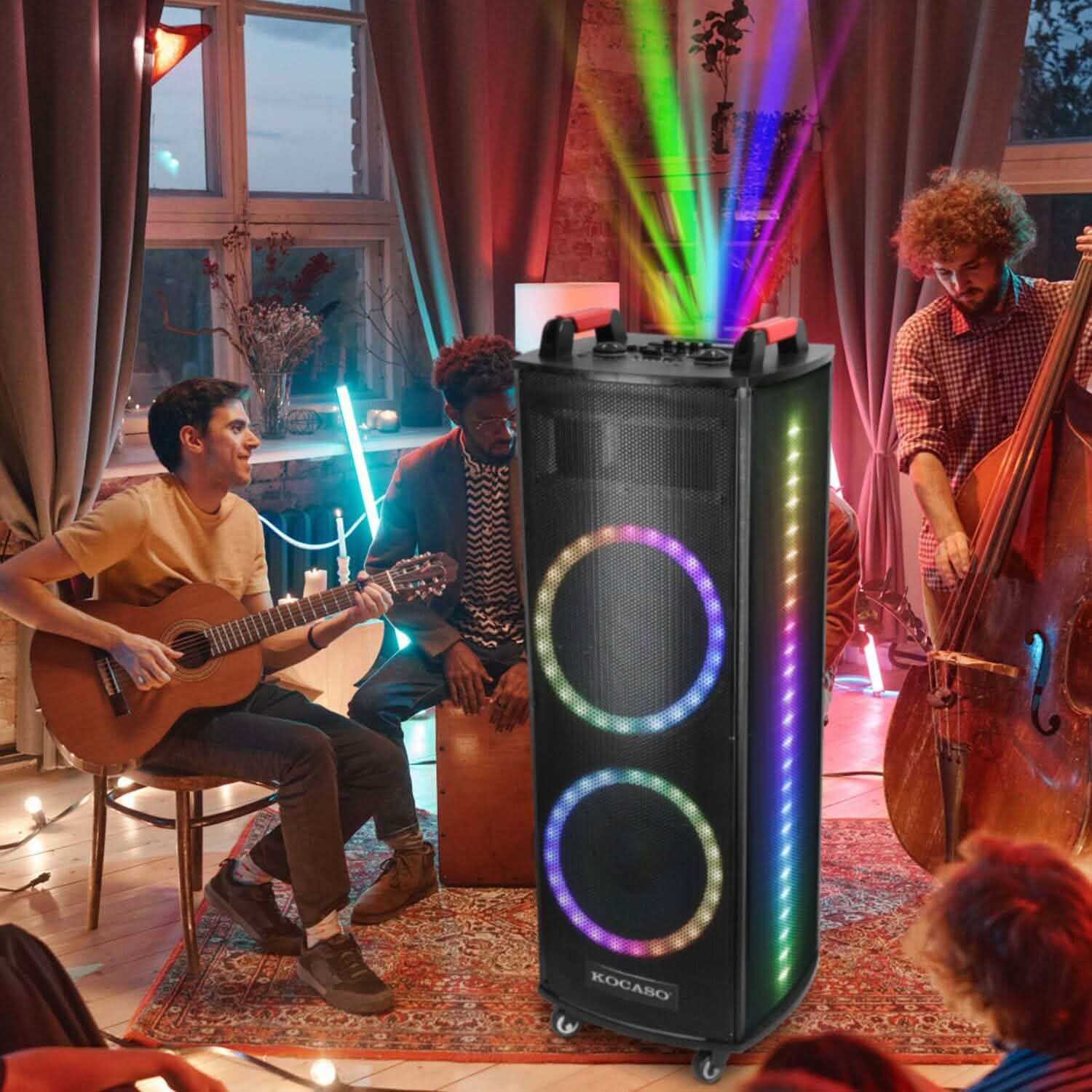 Portable Wireless Party Speaker Colorful Lights DJ PA System Speakers - Tophatter Daily Deals