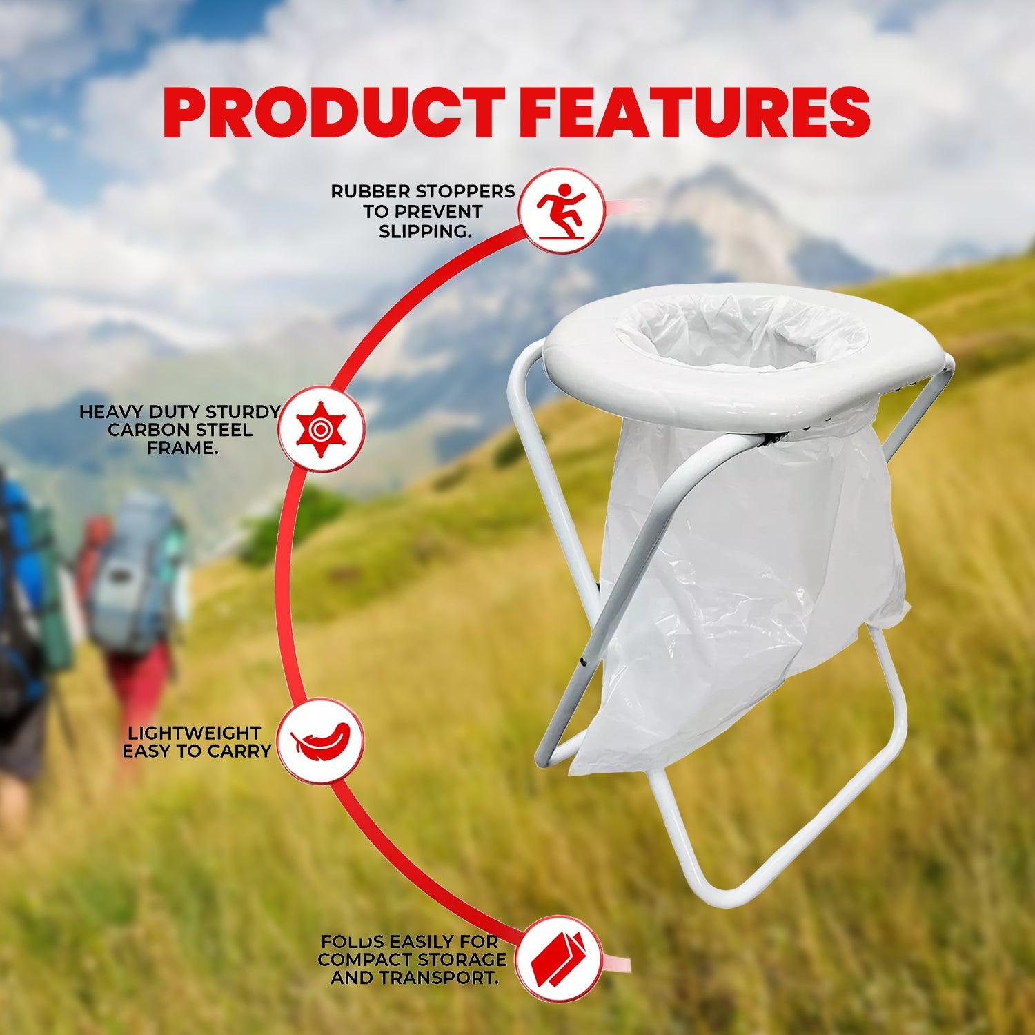 Folding Commode Chair - Portable Toilet Chair Camping Travel Park Fishing Outdoors Seat Accessories - Tophatter Daily Deals
