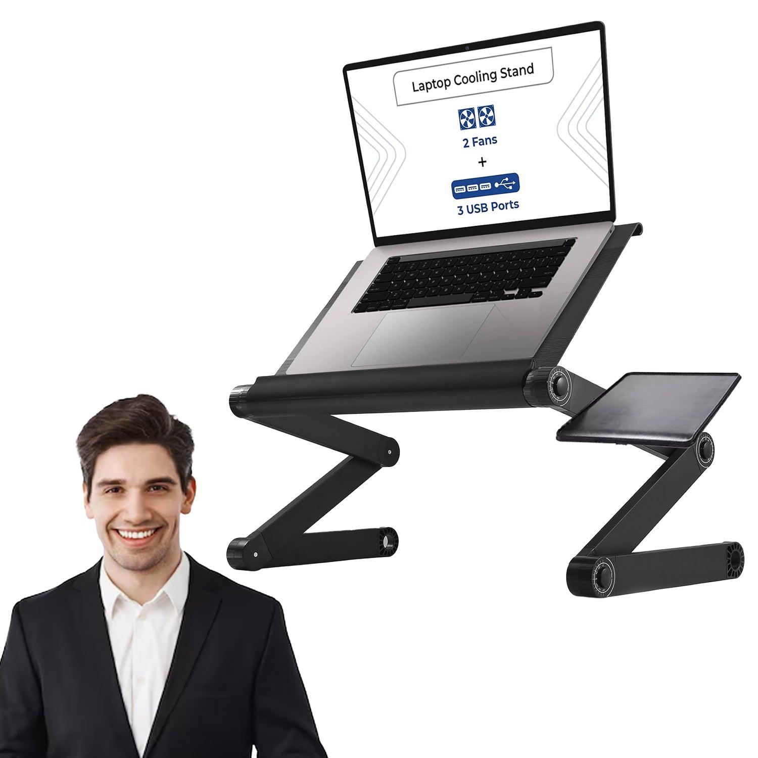 Laptop Stands Portable - Folding Laptop Desk Table Bed Adjustable Portable Stand Tray Furniture With Fan Accessories - Tophatter Daily Deals