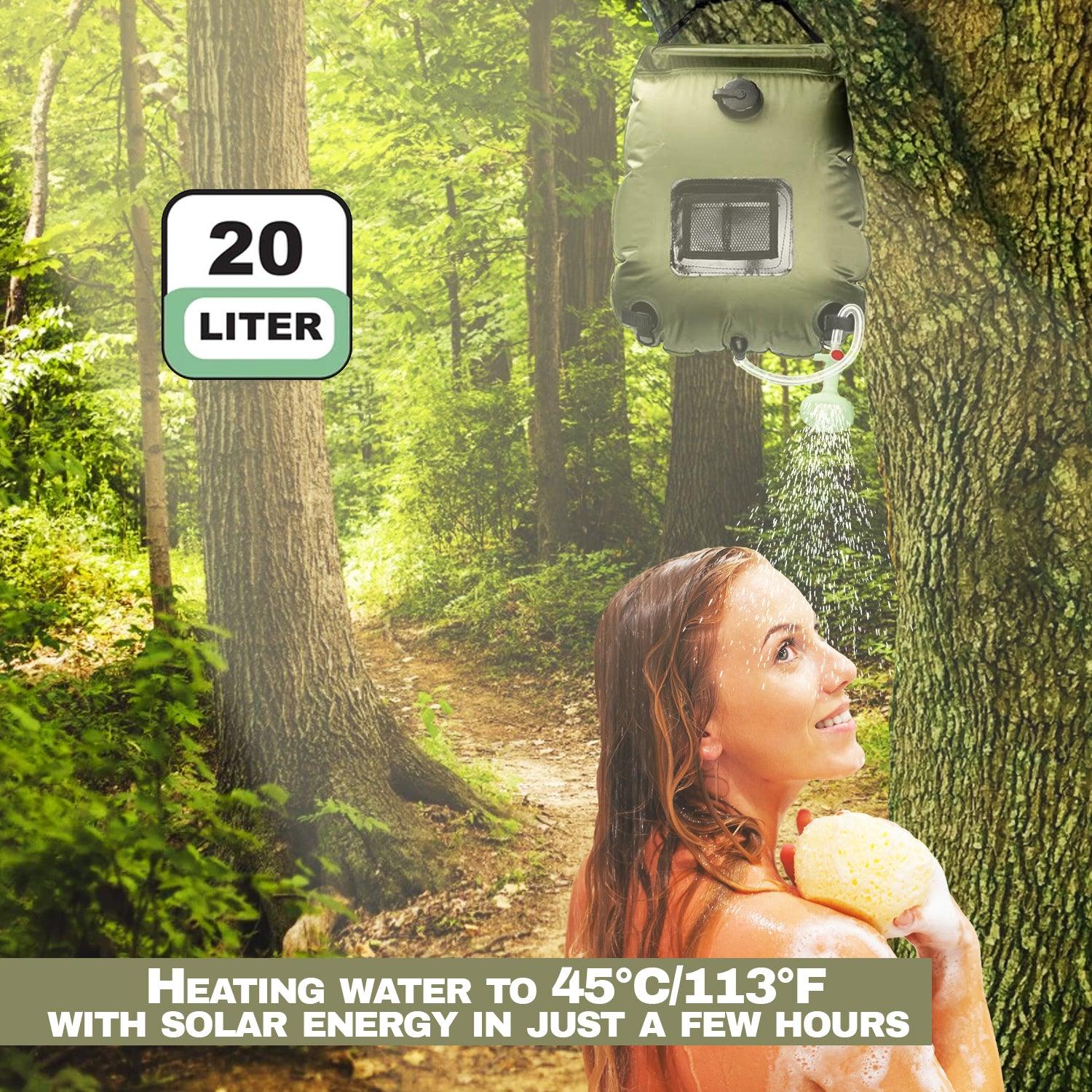 Solar Power Camping Shower - Portable Shower Camping Hiking Solar Shower Bag Outdoor Heating Bathing Shower Home - Tophatter Daily Deals