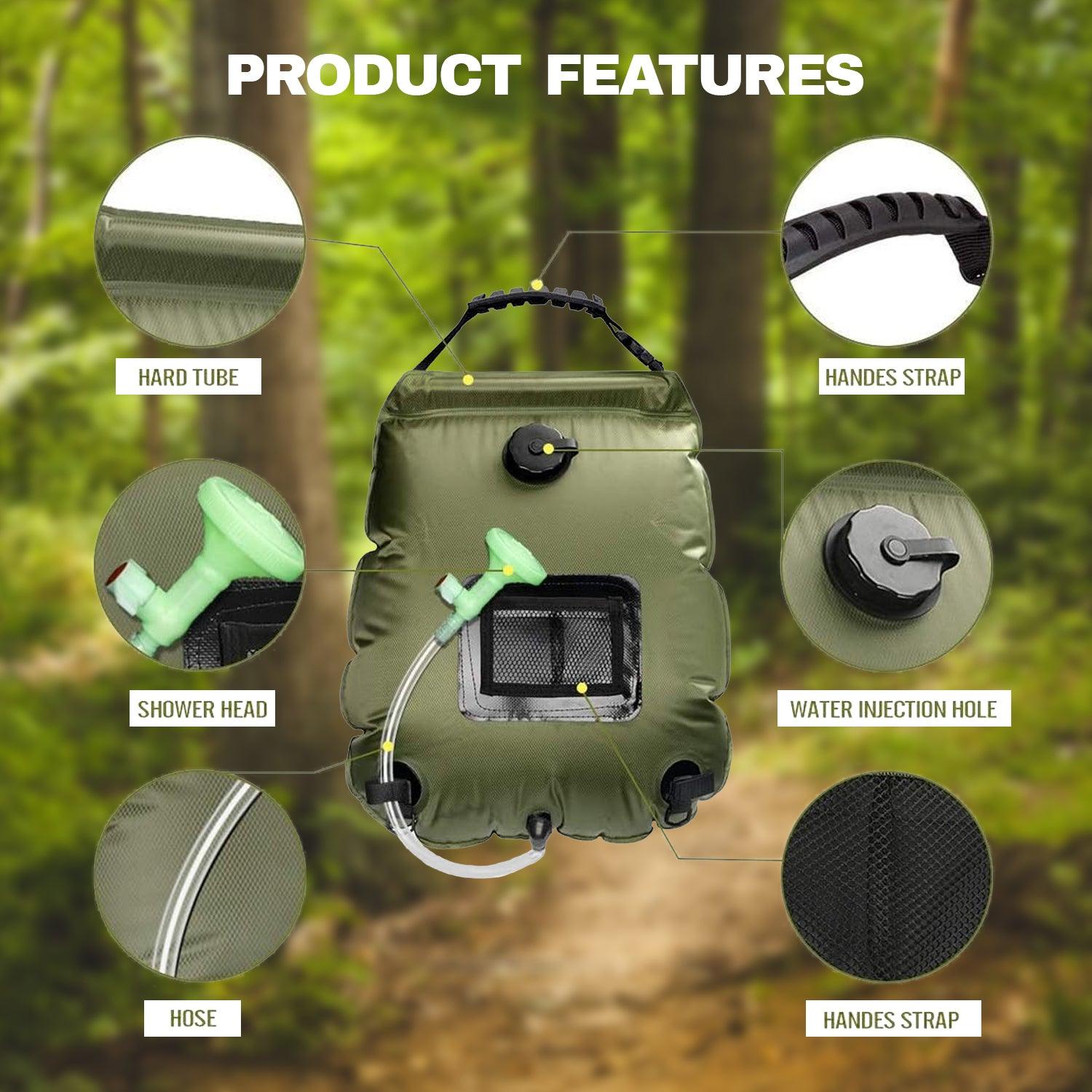 Solar Power Camping Shower - Portable Shower Camping Hiking Solar Shower Bag Outdoor Heating Bathing Shower Home - Tophatter Daily Deals