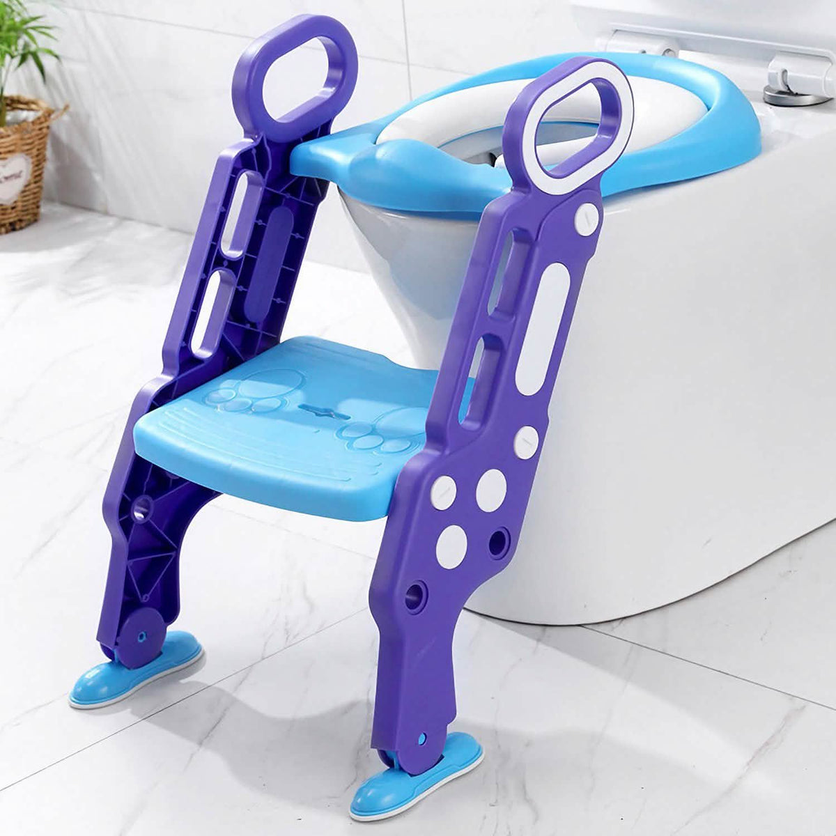Potty Training Toilet Seat with Steps Blue Purple Baby Gear - Tophatter Daily Deals