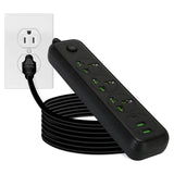 Power Strip with 5.9ft Extension Black 9-Port Batteries & Power Accessories - Tophatter Daily Deals