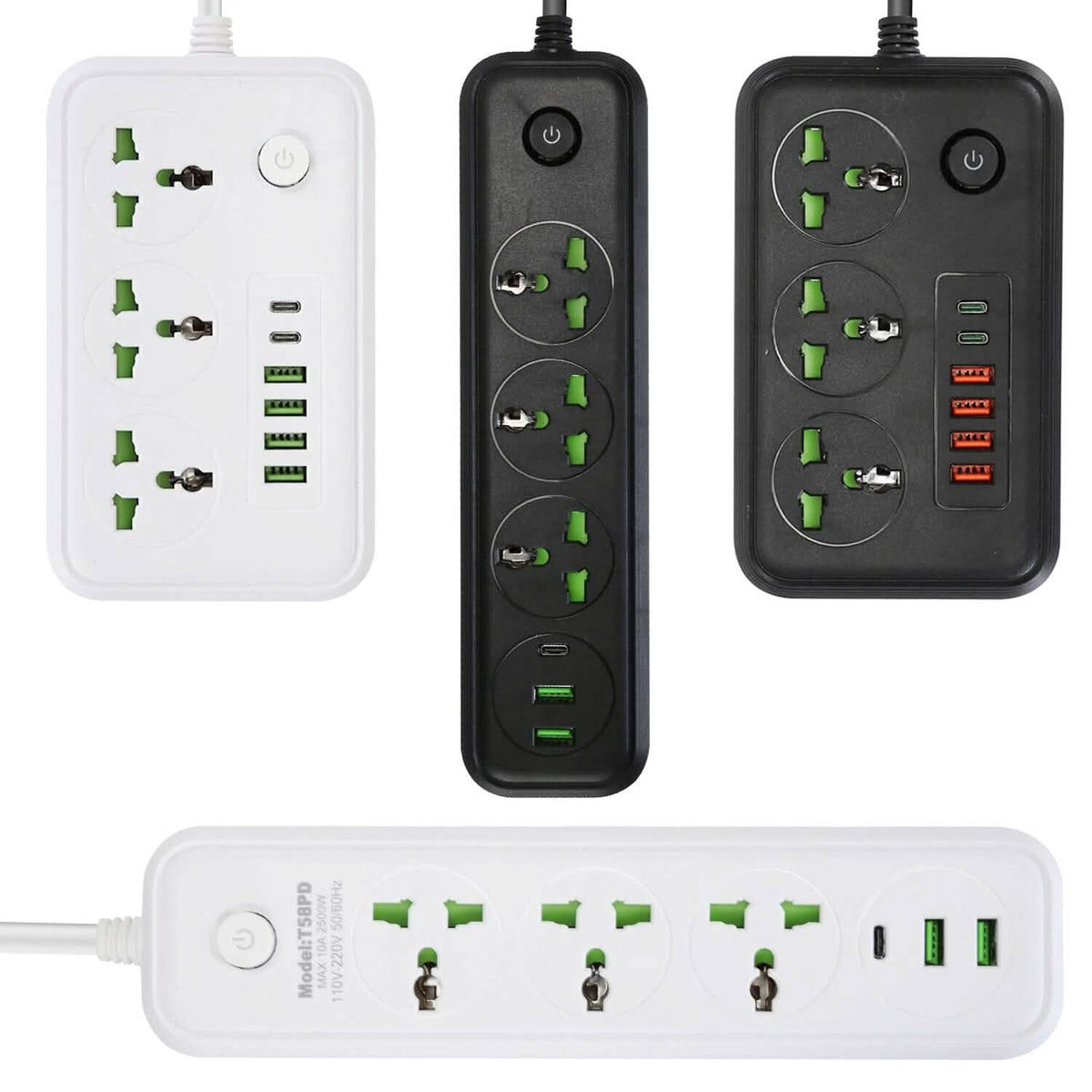 Power Strip with 5.9ft Extension Batteries & Power Accessories - Tophatter Daily Deals