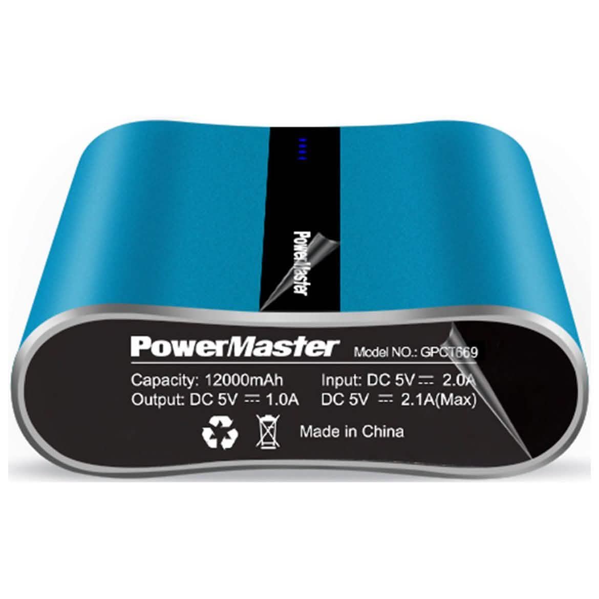 Powermaster 12000mAh Portable Charger with Dual USB Ports 3.1A Output Blue Mobile Accessories - Tophatter Daily Deals