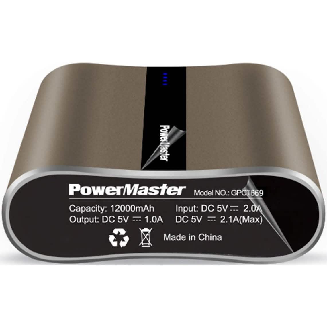 Powermaster 12000mAh Portable Charger with Dual USB Ports 3.1A Output Brown Mobile Accessories - Tophatter Daily Deals