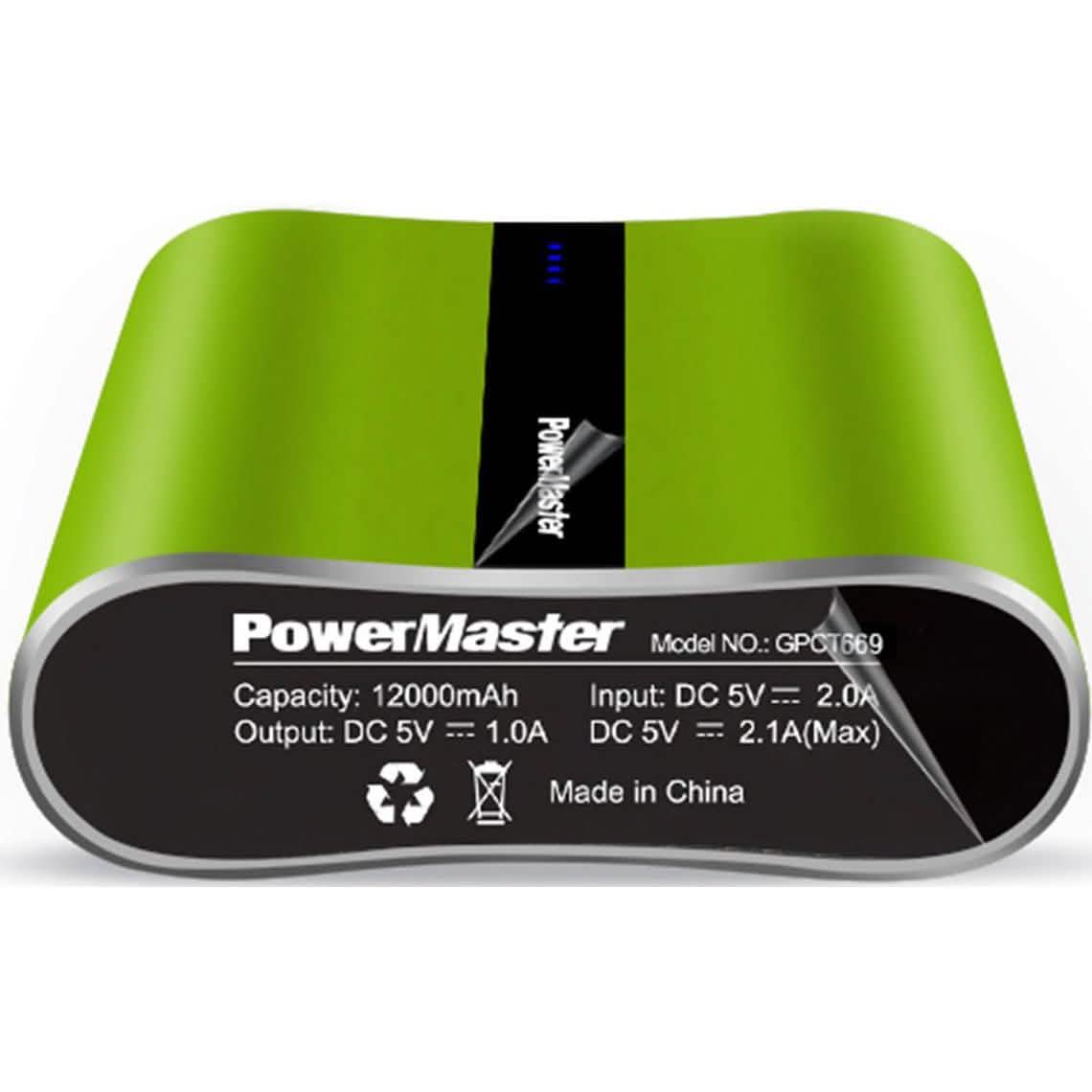 Powermaster 12000mAh Portable Charger with Dual USB Ports 3.1A Output Green Mobile Accessories - Tophatter Daily Deals