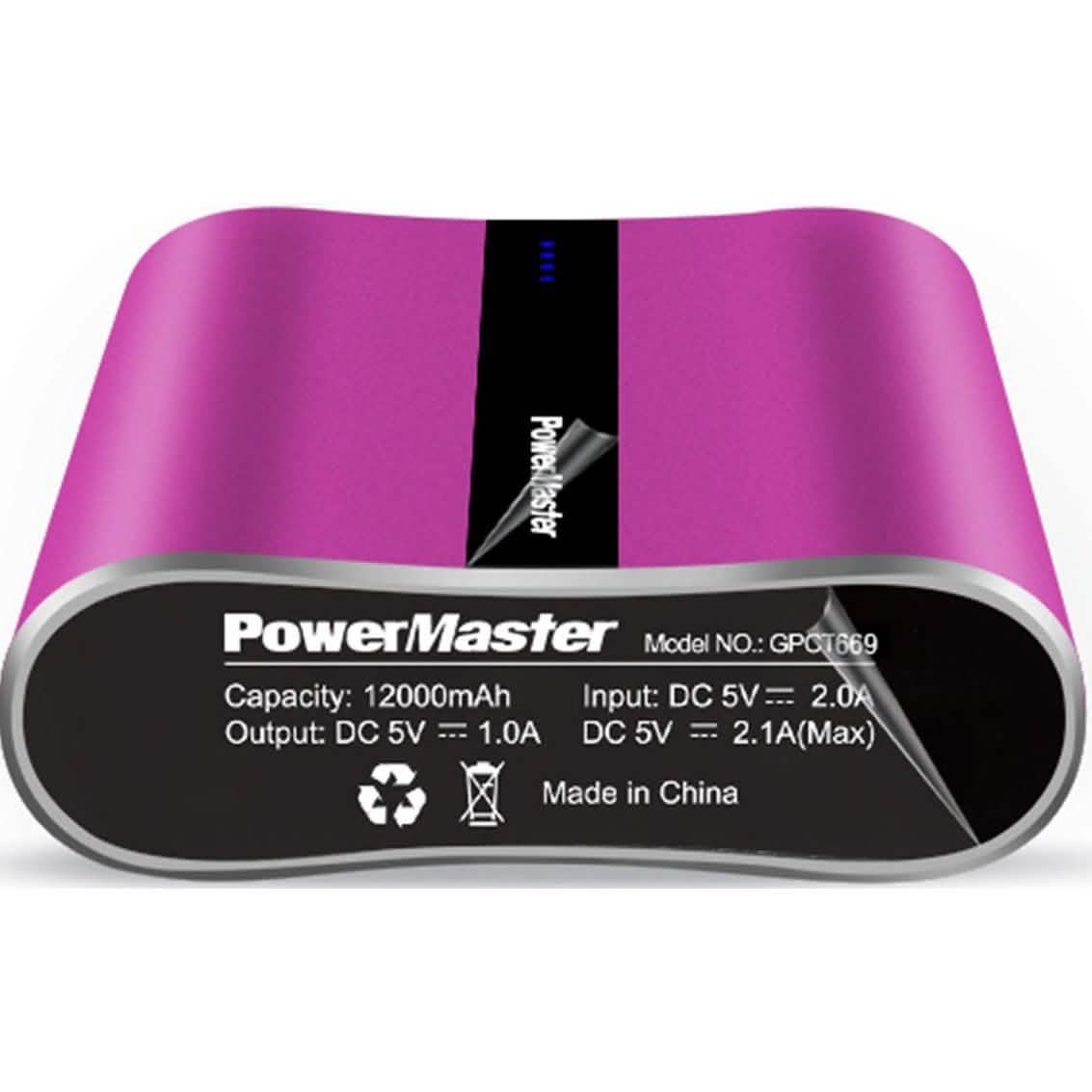 Powermaster 12000mAh Portable Charger with Dual USB Ports 3.1A Output Pink Mobile Accessories - Tophatter Daily Deals