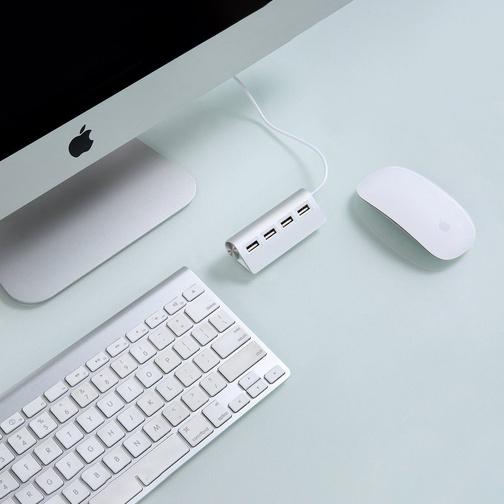 Premium 4 Port Aluminum USB Hub with 11-Inch Shielded Cable USB Hub - Tophatter Daily Deals