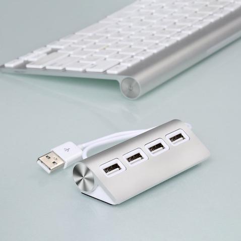 Premium 4 Port Aluminum USB Hub with 11-Inch Shielded Cable USB Hub - Tophatter Daily Deals