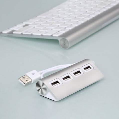 Premium 4 Port Aluminum USB Hub with 11-Inch Shielded Cable USB Hubs & Docking Stations - Tophatter Daily Deals