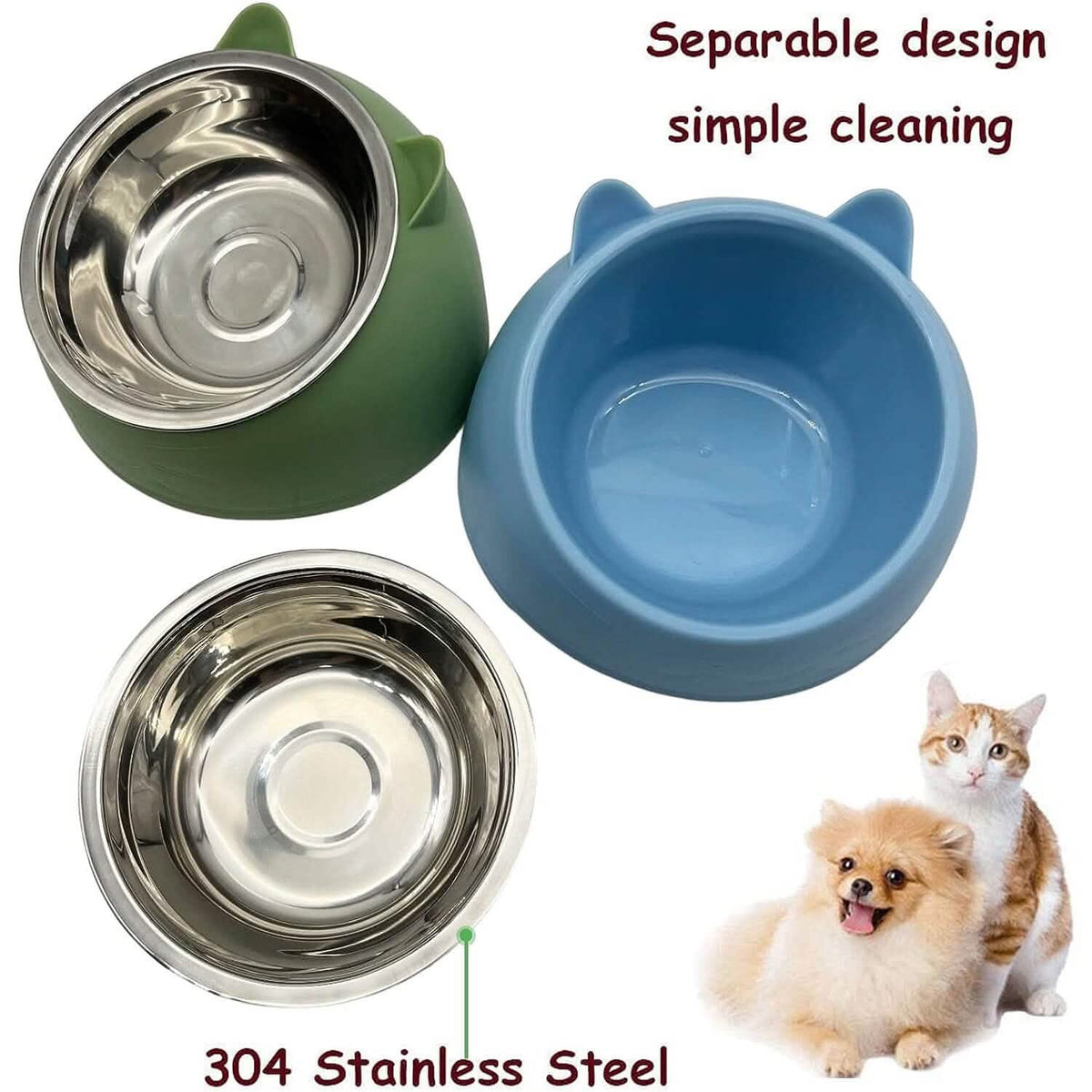 Premium Stainless Steel Cat & Dog Bowls - Non Slip Base for Food & Water Pet Supplies - Tophatter Daily Deals