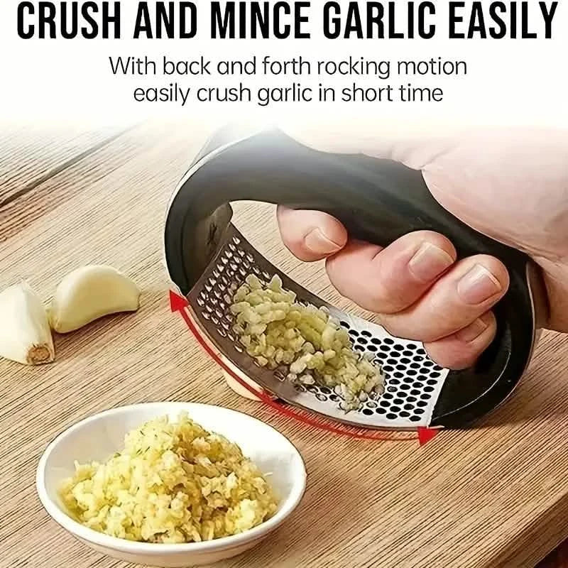 Premium Stainless Steel Garlic Rocker Press - Compact, Durable, and Rust-Resistant Kitchen Gadget Kitchen Tools & Gadgets - Tophatter Daily Deals