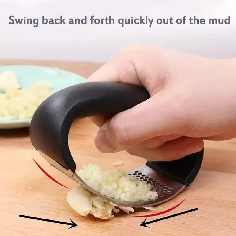 Premium Stainless Steel Garlic Rocker Press - Compact, Durable, and Rust-Resistant Kitchen Gadget Kitchen Tools & Gadgets - Tophatter Daily Deals