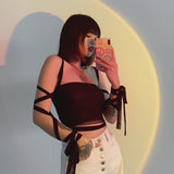 Elastic Cross Arm Solid Color Straps Tank Top TikTok Trending