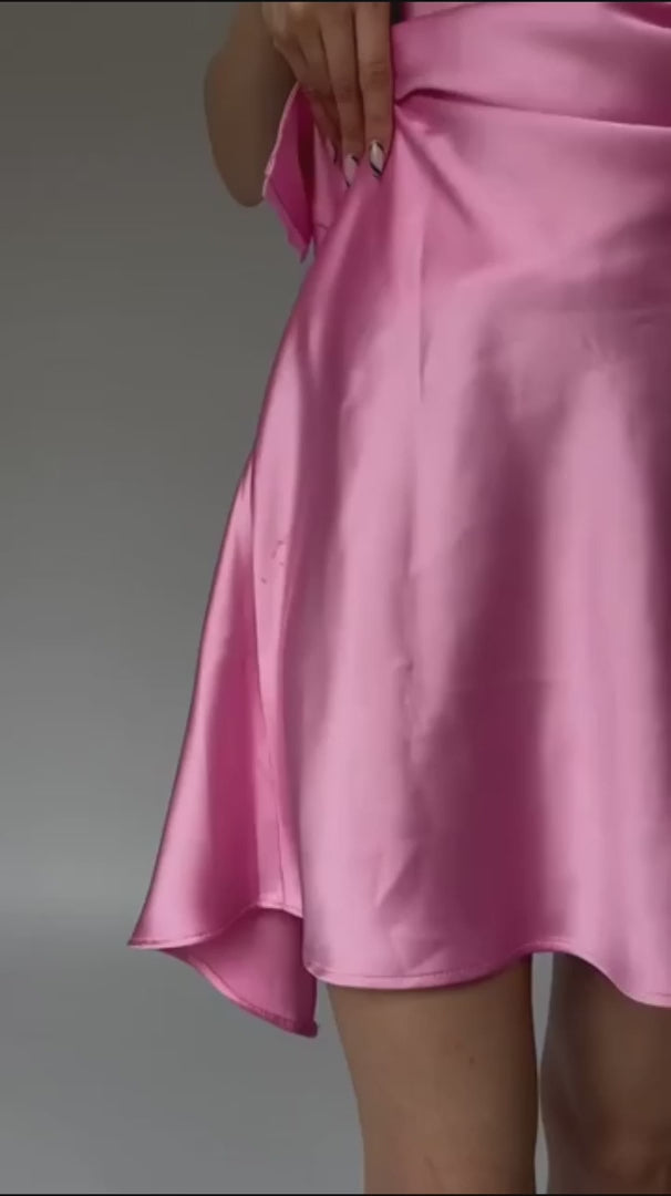 Lilith Satin Dress, Pink Satin Dresses, Pink Satin & Silky Dresses