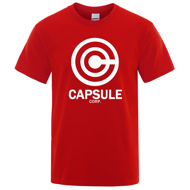Print Capsule Corp T Shirt Red Tee - Tophatter Daily Deals