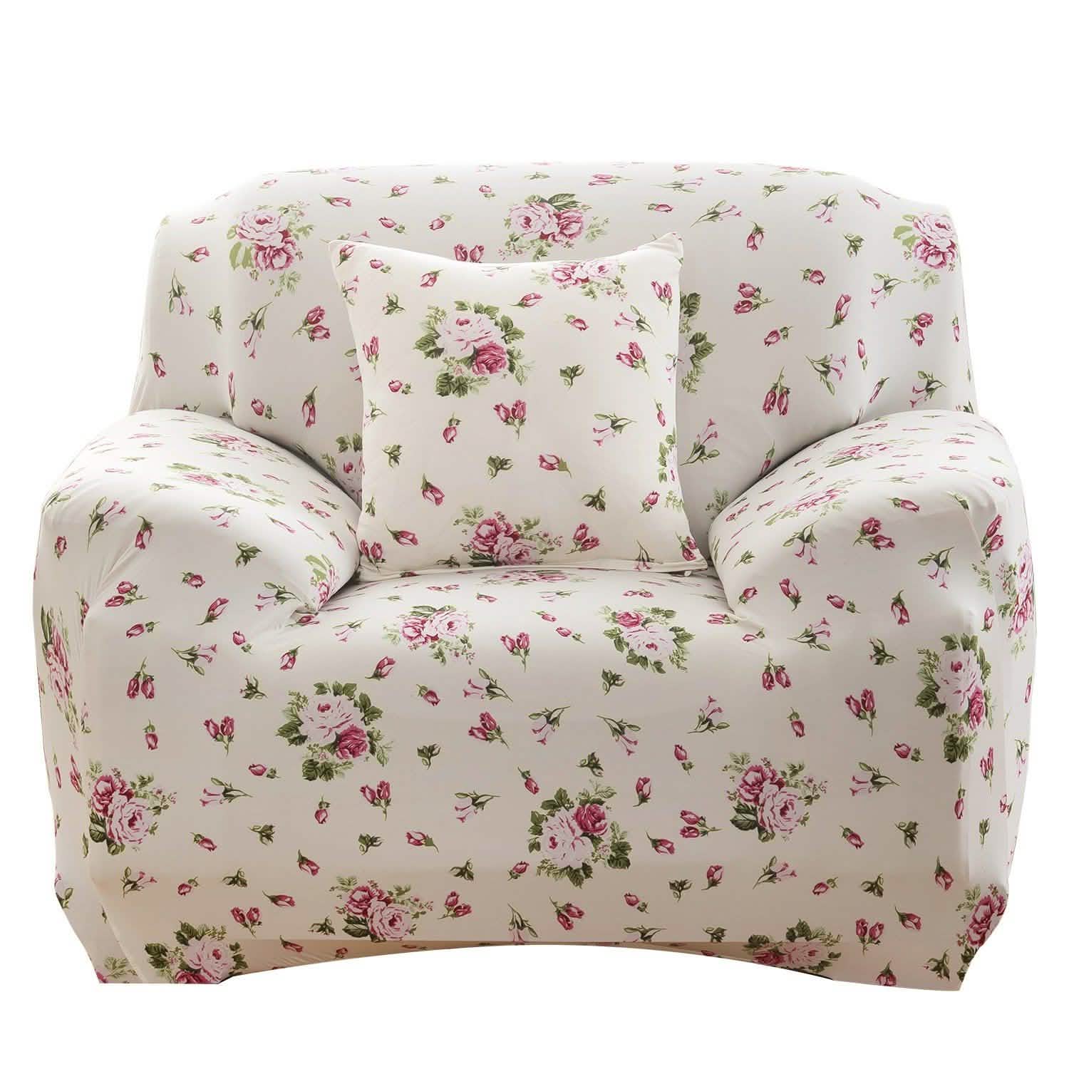 Printed Stretch Sofa Cover Chair Euro Pink Furniture & Decor - Tophatter Daily Deals