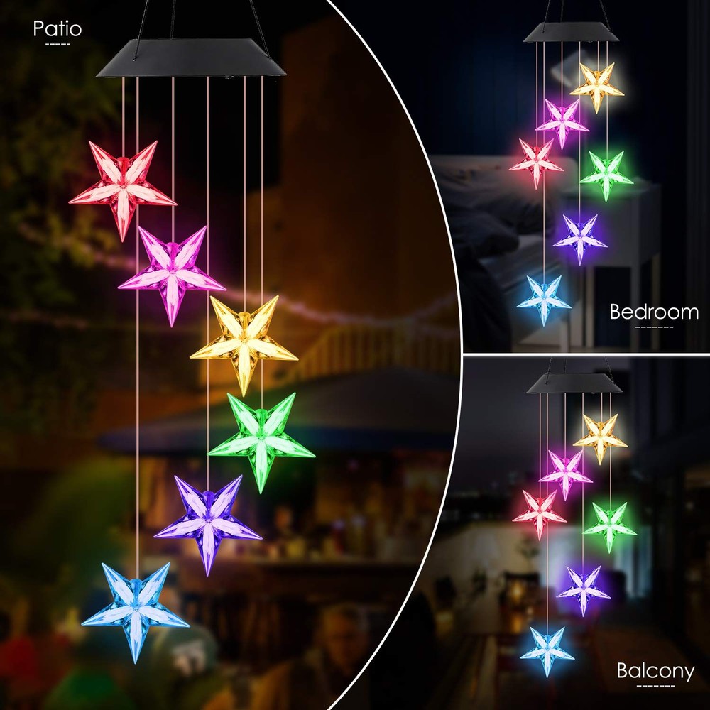 LED Color-Changing Solar Power Ball Wind Chime Outdoor Lighting - Tophatter Daily Deals