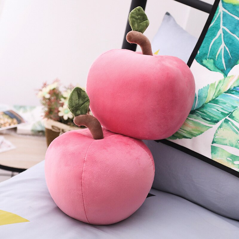 Red Apple Round Plush Large Cushion Pillow Food - Tophatter Daily Deals