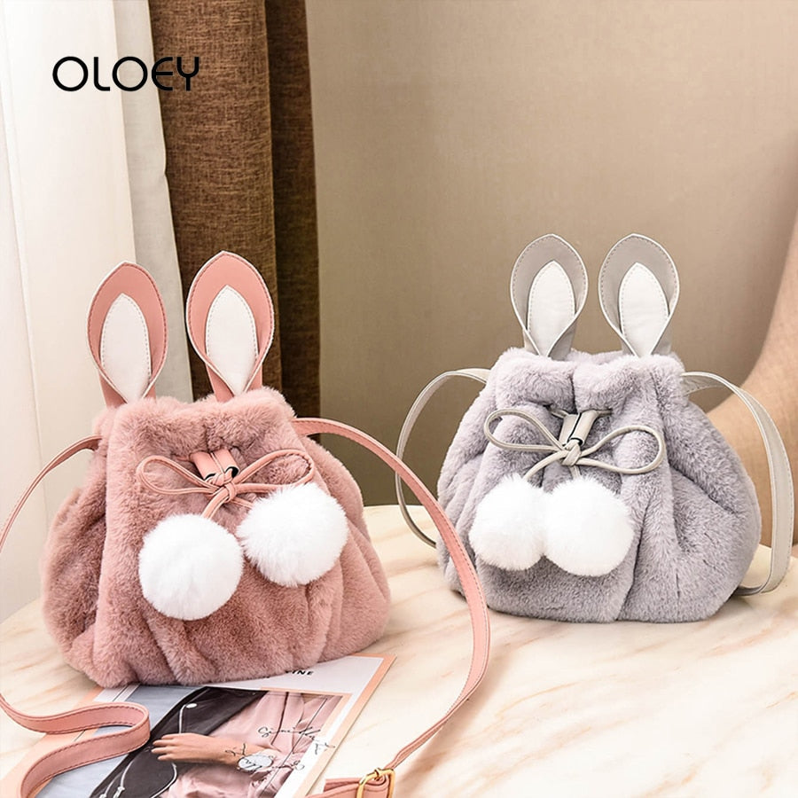 Plush Faux Fur Rabbit Bunny Bag Backpack Rucksack Handbag Animals - Tophatter Daily Deals