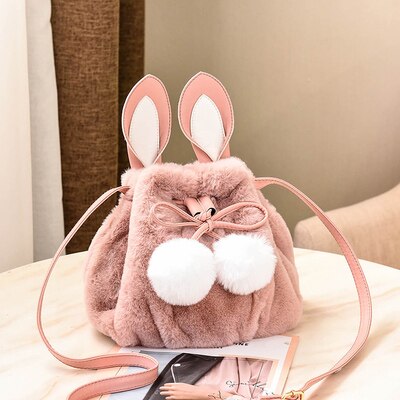 Plush Faux Fur Rabbit Bunny Bag Backpack Rucksack Handbag Animals - Tophatter Daily Deals