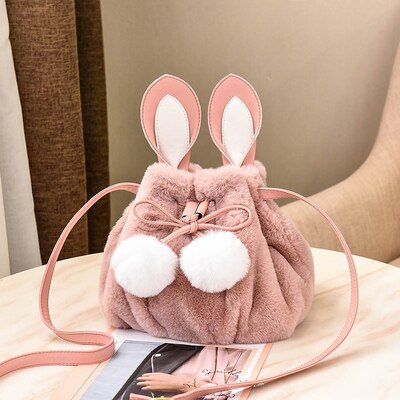 Plush Faux Fur Rabbit Bunny Bag Backpack Rucksack Handbag Pink Animals - Tophatter Daily Deals