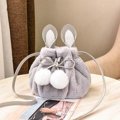 Plush Faux Fur Rabbit Bunny Bag Backpack Rucksack Handbag Grey Animals - Tophatter Daily Deals