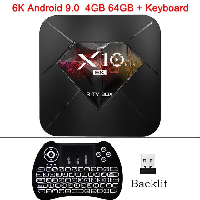 XGODY 2019 X10 Plus 6K Android 9.0 Smart TV Box Allwinner H6 Quad Core 4GB 32GB 64GB 2.4Ghz Wifi USB 3.0 H.265 Media Player Box 4GB 64GB Keyboard - Tophatter Daily Deals