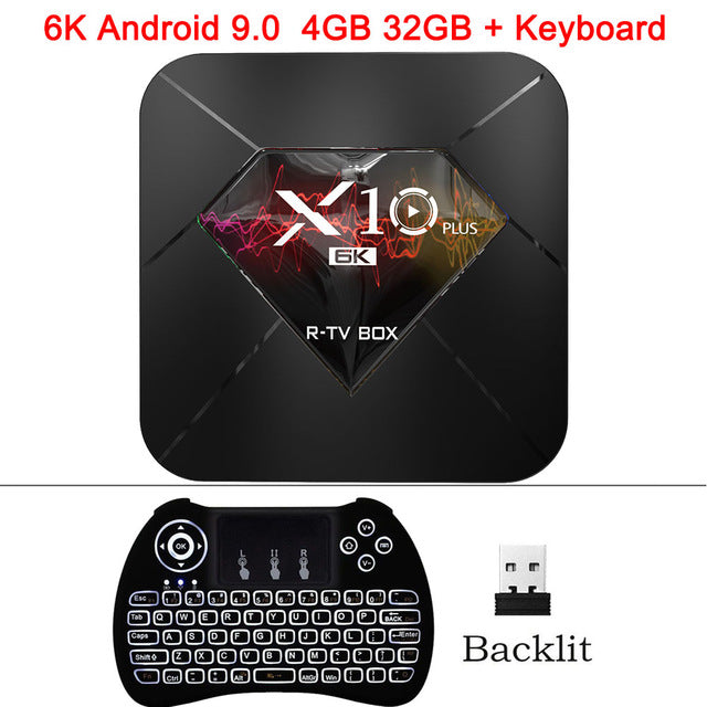 XGODY 2019 X10 Plus 6K Android 9.0 Smart TV Box Allwinner H6 Quad Core 4GB 32GB 64GB 2.4Ghz Wifi USB 3.0 H.265 Media Player Box 4GB 32GB Keyboard - Tophatter Daily Deals