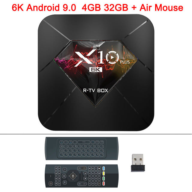 XGODY 2019 X10 Plus 6K Android 9.0 Smart TV Box Allwinner H6 Quad Core 4GB 32GB 64GB 2.4Ghz Wifi USB 3.0 H.265 Media Player Box 4GB 32GB Air Mouse - Tophatter Daily Deals