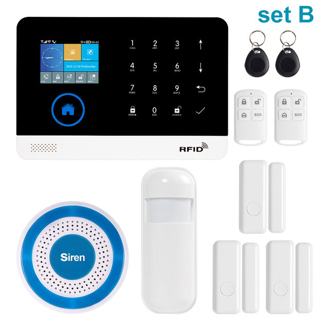 Awaywar Wireless WIFI GSM RFID TFT Security Alarm System kit APP Remote Control Burglar Touch Keyboard Smart Home Set B - Tophatter Daily Deals