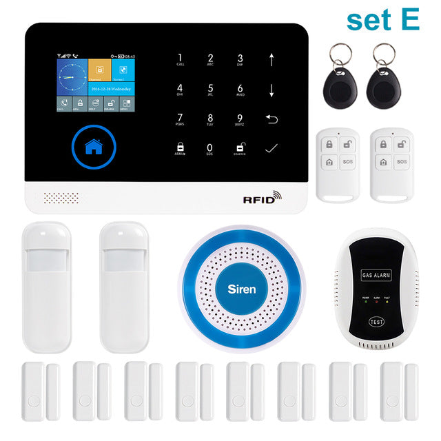 Awaywar Wireless WIFI GSM RFID TFT Security Alarm System kit APP Remote Control Burglar Touch Keyboard Smart Home Set E - Tophatter Daily Deals