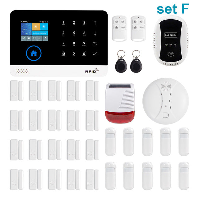 Awaywar Wireless WIFI GSM RFID TFT Security Alarm System kit APP Remote Control Burglar Touch Keyboard Smart Home Set F - Tophatter Daily Deals