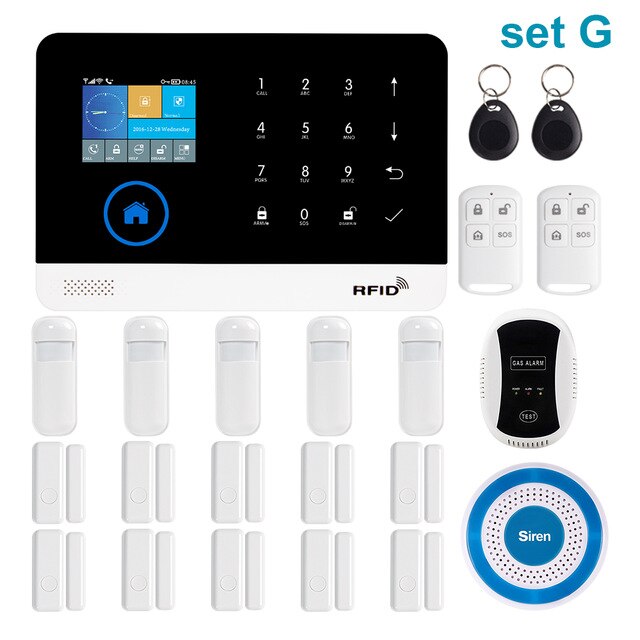 Awaywar Wireless WIFI GSM RFID TFT Security Alarm System kit APP Remote Control Burglar Touch Keyboard Smart Home Set G - Tophatter Daily Deals