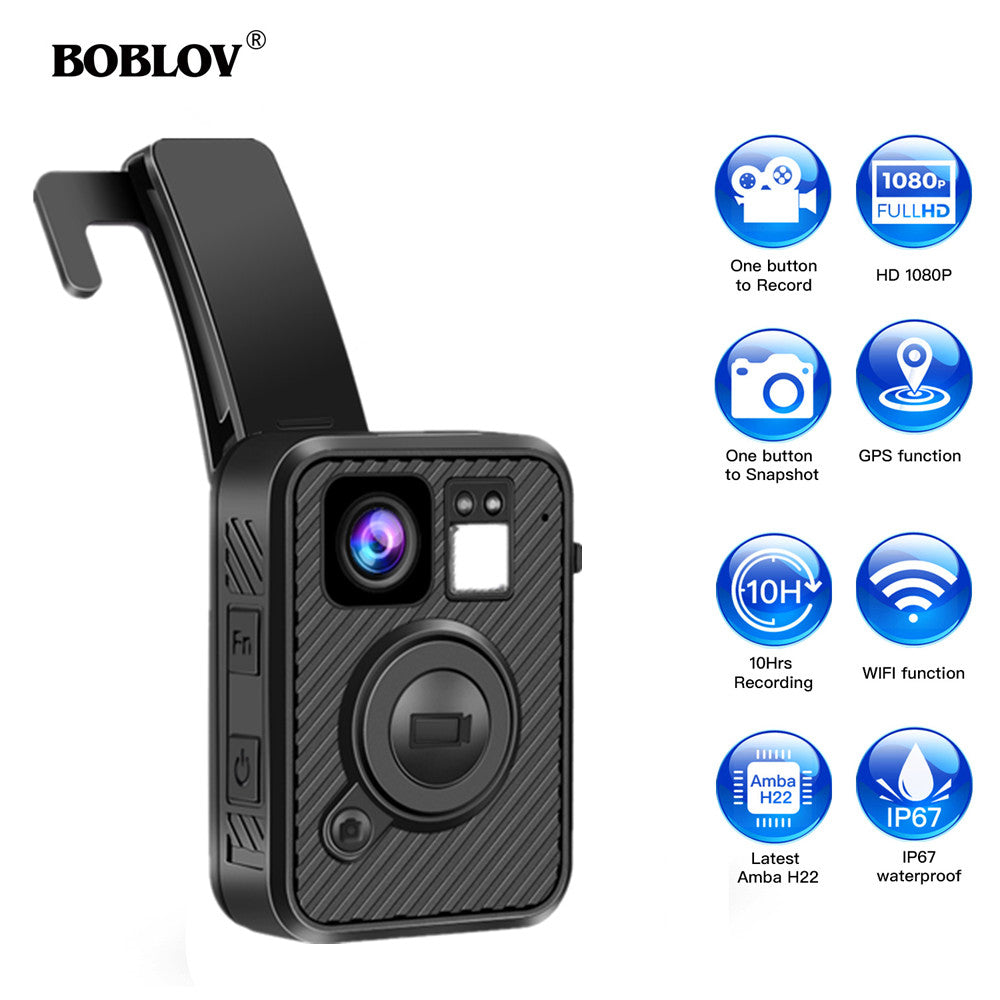 BOBLOV Wifi Police Camera F1 32GB Body Kamera 1440P Worn Cameras For Law Enforcement 10H Recording GPS Night Vision DVR Recorder - Tophatter Daily Deals