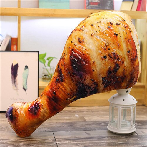 Giant Plush Pillow Chicken Wings, Sausages, Fish Food Simulation Roast Chicken Drumstick Food - Tophatter Daily Deals
