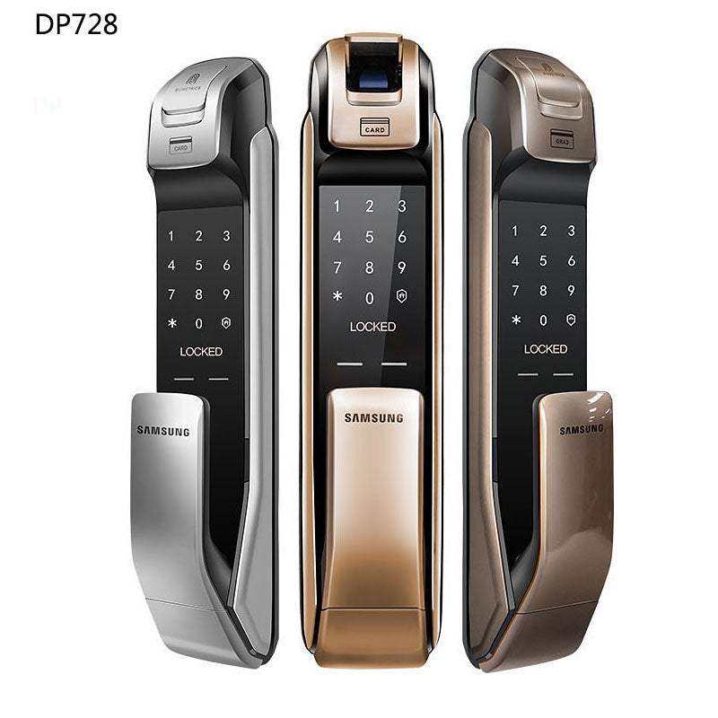 SAMSUNG SHP-DP728 Keyless BlueTooth Fingerprint PUSH PULL Two Way Digital Door Lock English Version Big Mortise - Tophatter Daily Deals