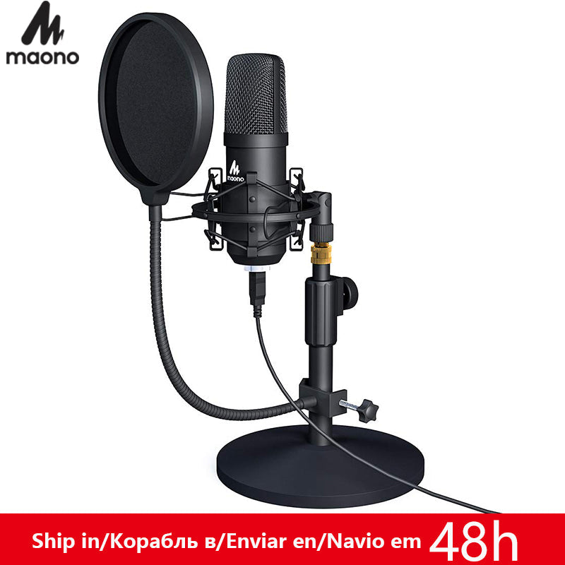 MAONO USB Microphone Kit Professional Podcast Streaming Microphone Condenser Studio Mic for Computer YouTube Gaming Recording - Tophatter Daily Deals
