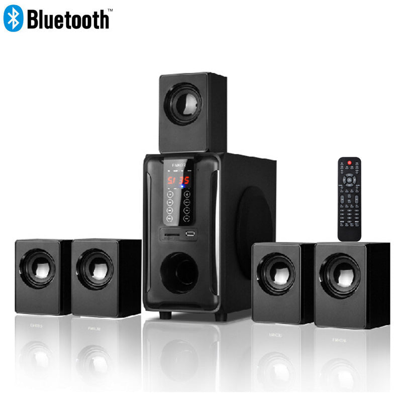 5.1 Channel Home Theater Speaker System,Bluetooth\USB\SD\FM Radio Remote Control Touch Panel,Dolby Pro Logic Surround Sound - Tophatter Daily Deals