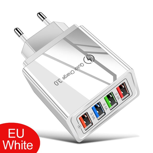 USB Charger Quick Charge 3.0 For Phone Adapter for iPhone XR Huawei Tablet Portable EU/US Plug Wall Mobile Charger Fast Charging Gray - Tophatter Daily Deals